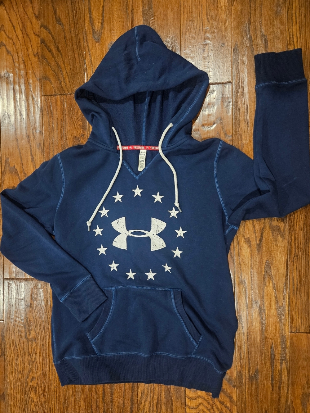 Under Armour Freedom Women's Navy Pullover Hoodie W/White Logo Stars - Medium